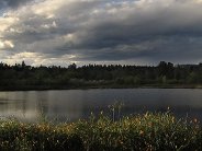 Partly cloudy spring day at the lake