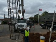 Tower cage being installed at Town Hall