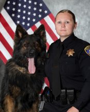 Photo of Officer Montana Wood and her K-9 Ridge