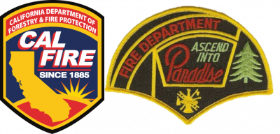 CalFire and Paradise Fire Department Patches