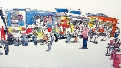 food truck watercolor