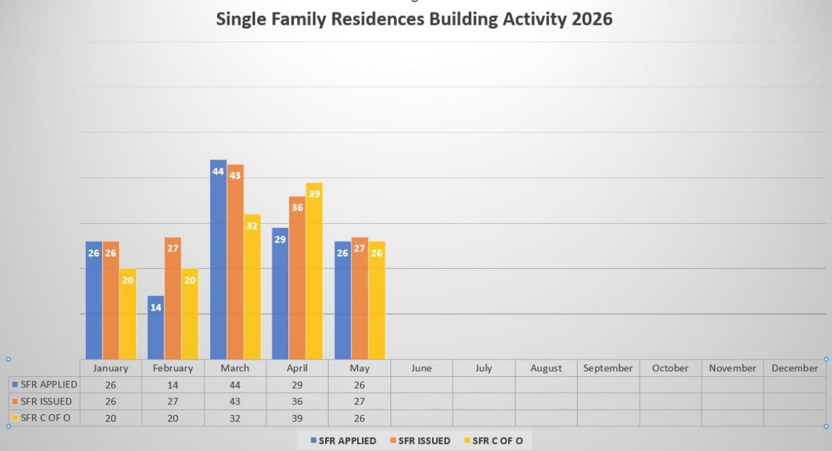 Monthly building activity charts