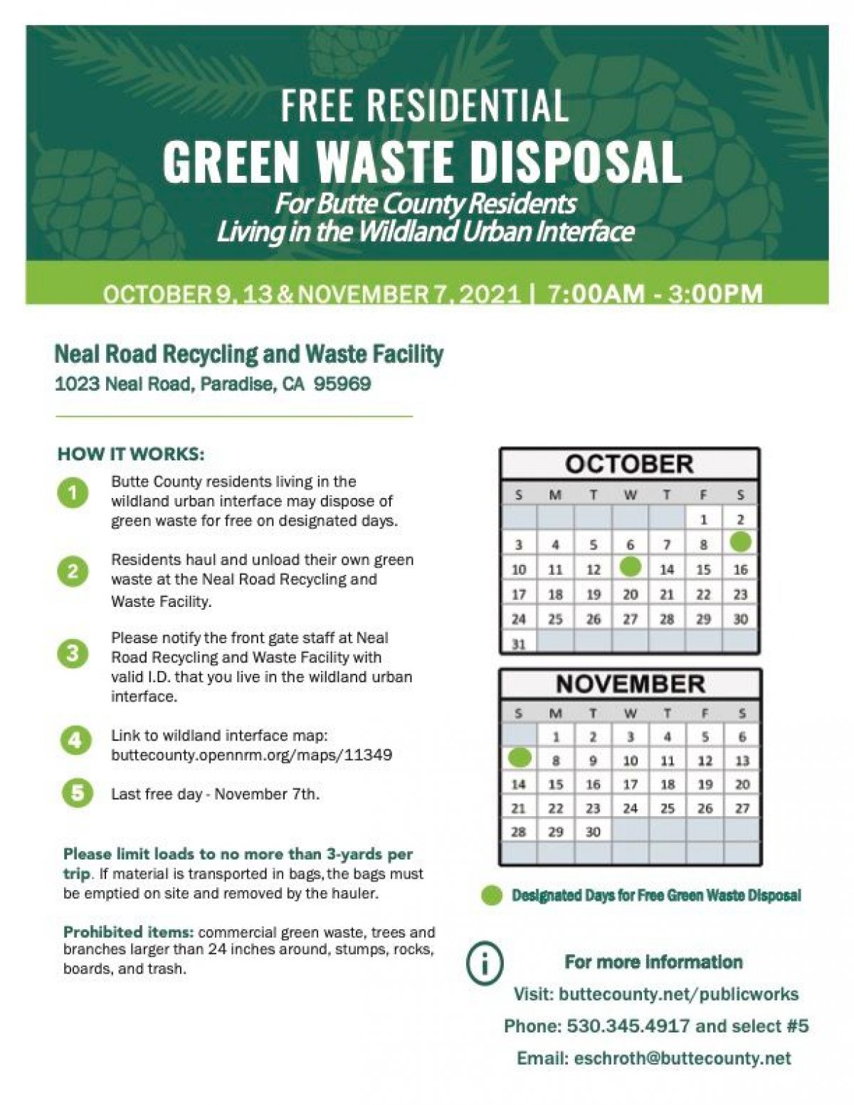 Green Waste Disposal for October & November